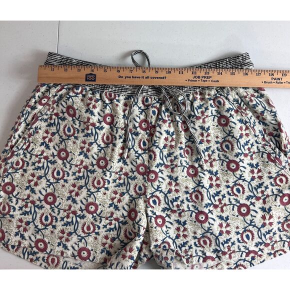 Dylan Women's Pull On Floral Shorts Red Blue Cream Cotton Drawstring Size L - Picture 7 of 12
